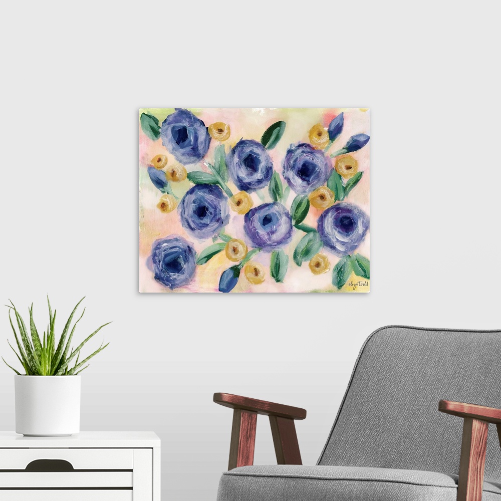 A modern room featuring A loose floral spray that works in any home and any decor