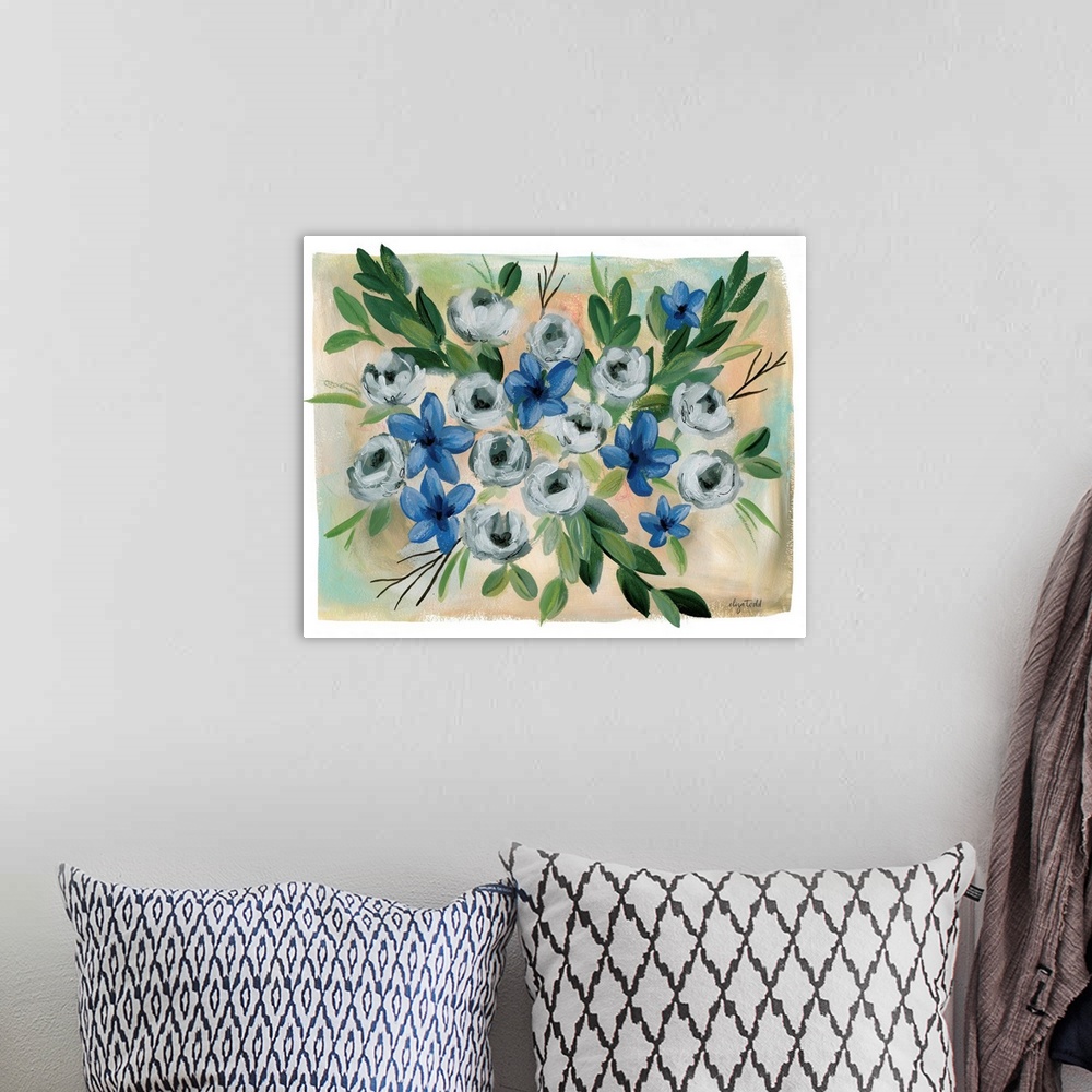 A bohemian room featuring A loose floral spray that works in any home and any decor