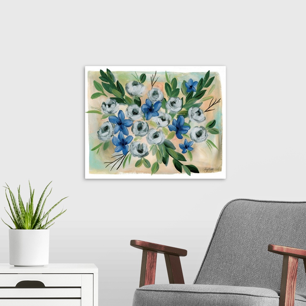 A modern room featuring A loose floral spray that works in any home and any decor