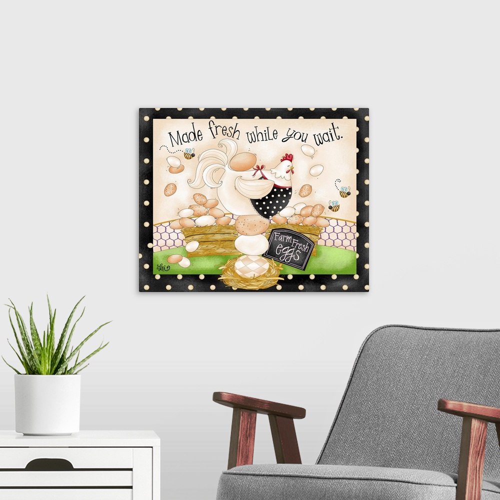 A modern room featuring Whimsical rooster is perfect icon for country kitchen.