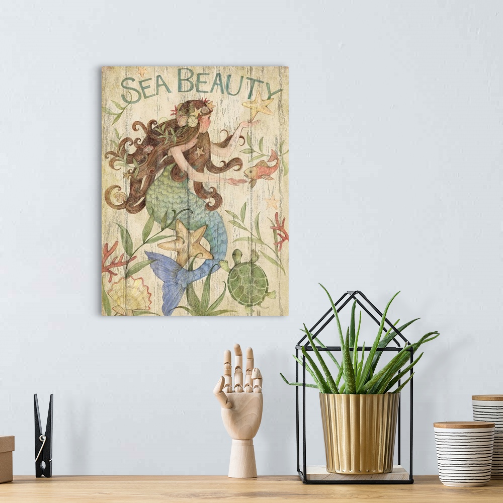 A bohemian room featuring The magical mermaid captures the spirit of the sea.