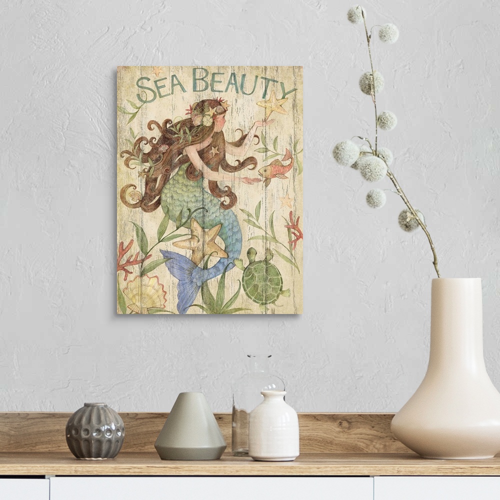 A farmhouse room featuring The magical mermaid captures the spirit of the sea.