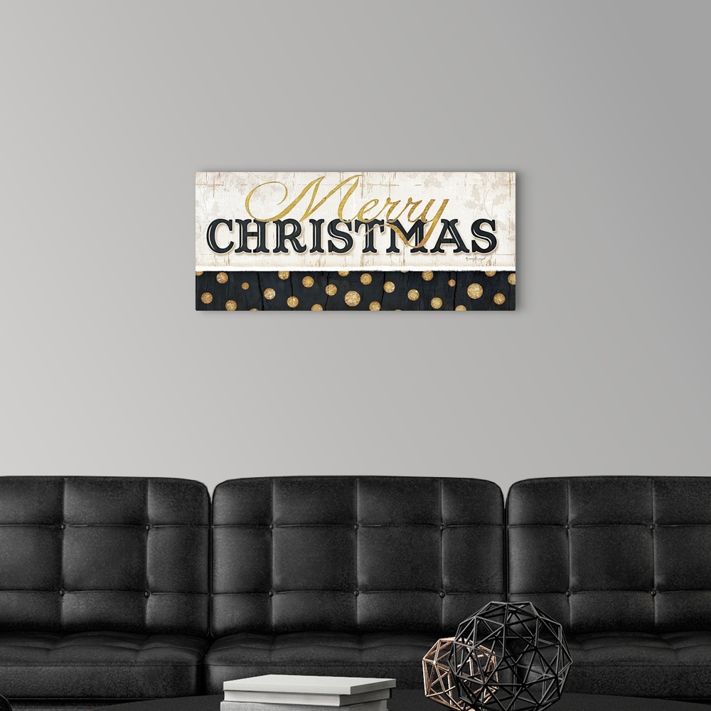 A modern room featuring Christmas themed contemporary typography artwork.