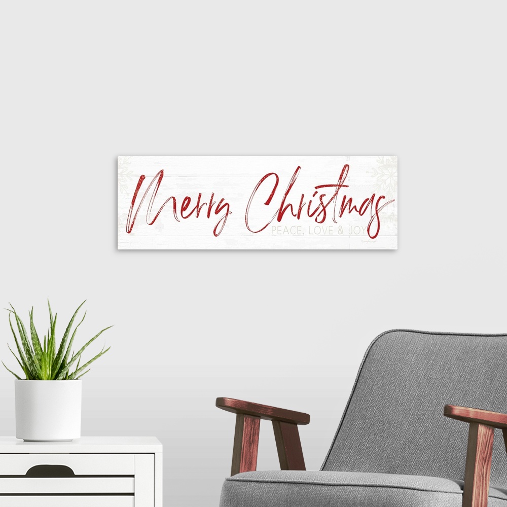 A modern room featuring Merry Christmas - Red
