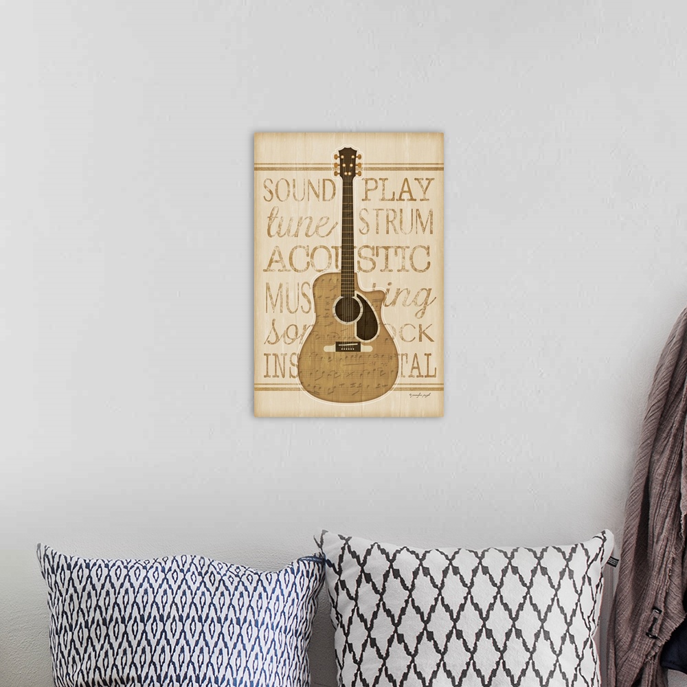 A bohemian room featuring Music Guitar