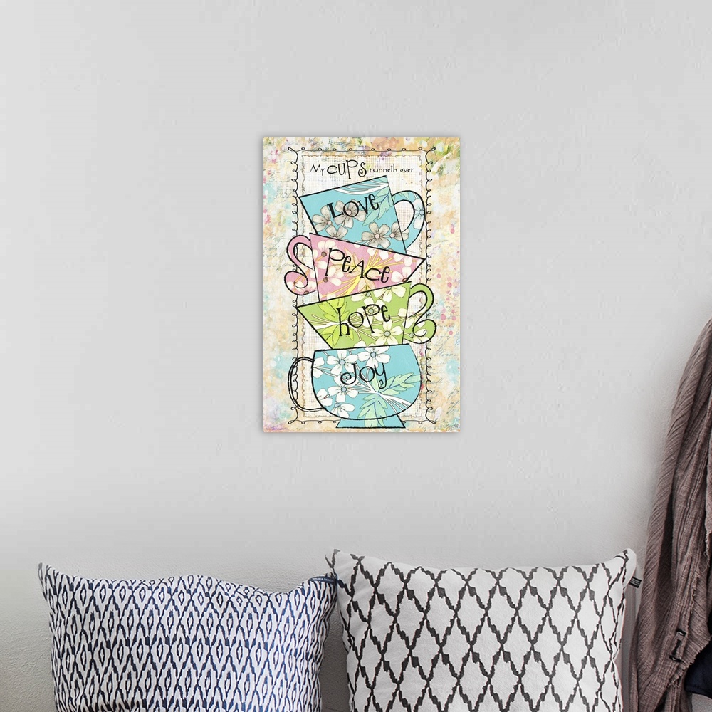A bohemian room featuring whimsical art for kitchen decor