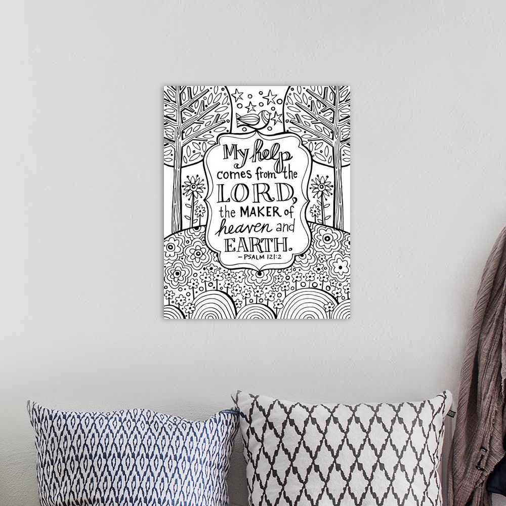 A bohemian room featuring My Help comes from the Lord