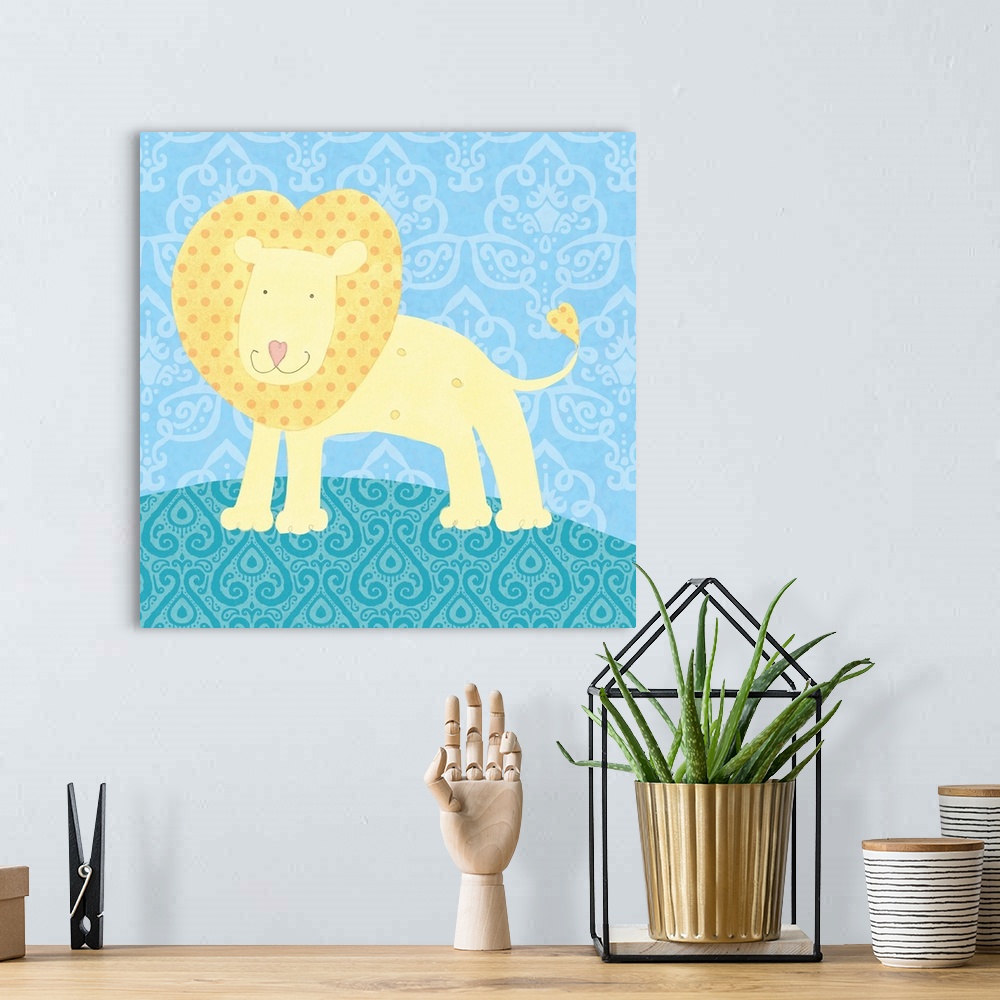 A bohemian room featuring Just one of the animals from Noah's Ark…the Lion.