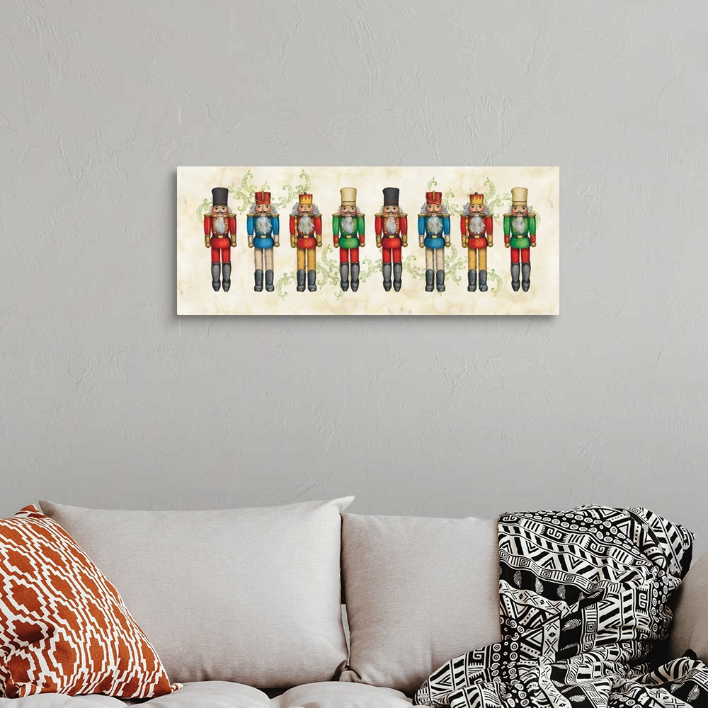 A bohemian room featuring Nutcrackers galore! A classic icon for any holiday decor!