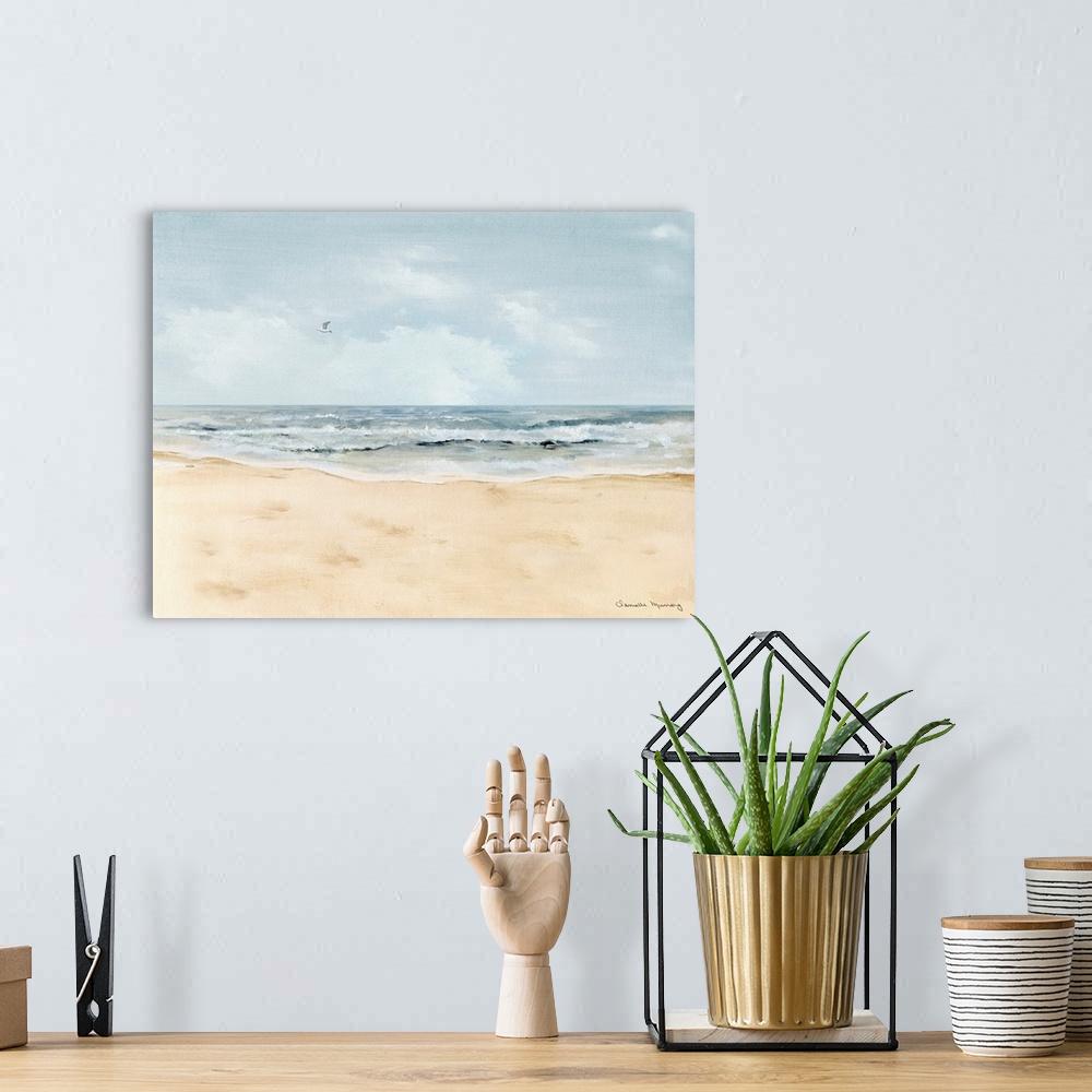 A bohemian room featuring The call of the ocean pulls the viewer into this lovely seascape