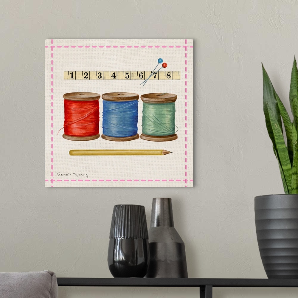 A modern room featuring A perfect design accent is SEW perfect for the craft lover!