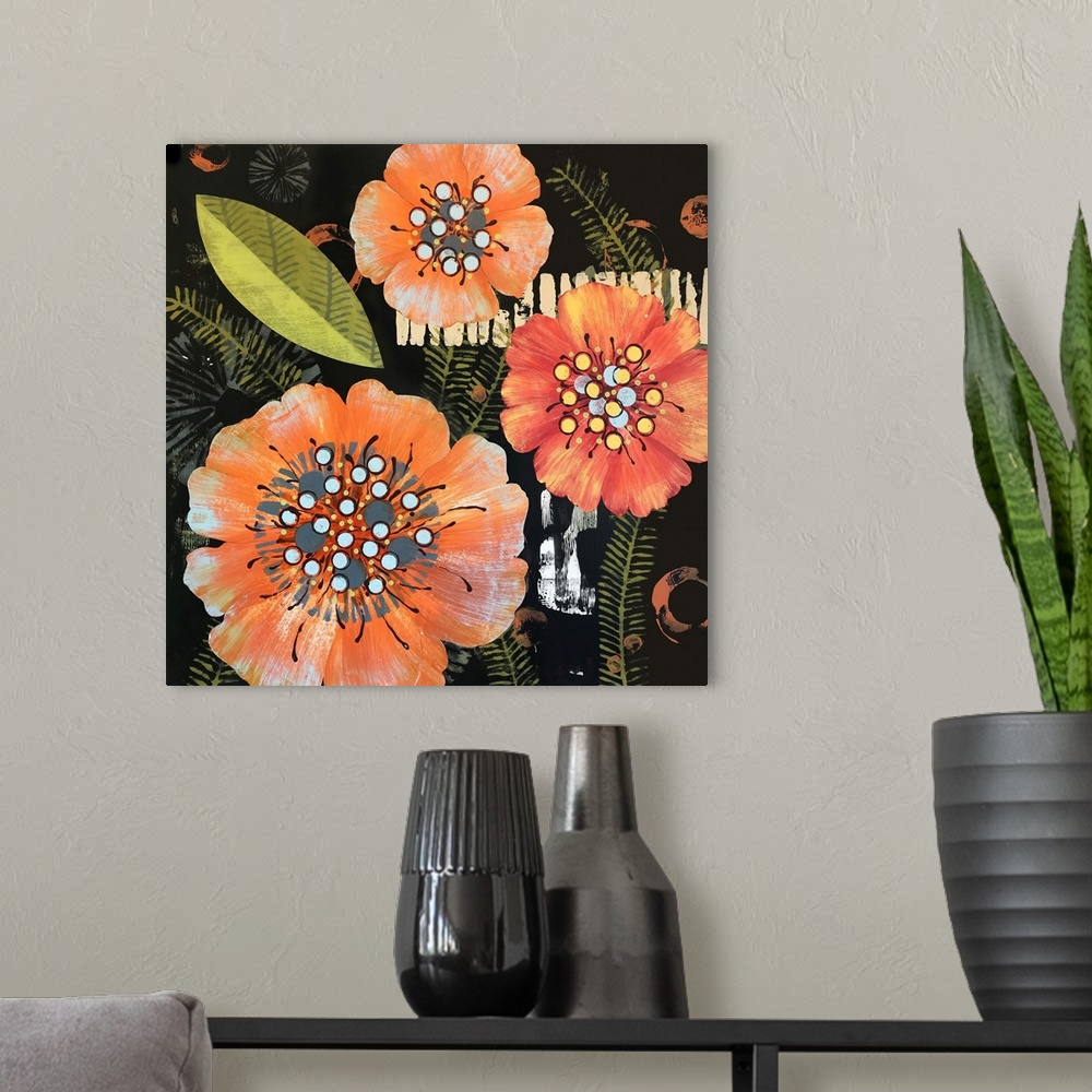 A modern room featuring Dramatic contrast makes this floral an impactful addition to any decor