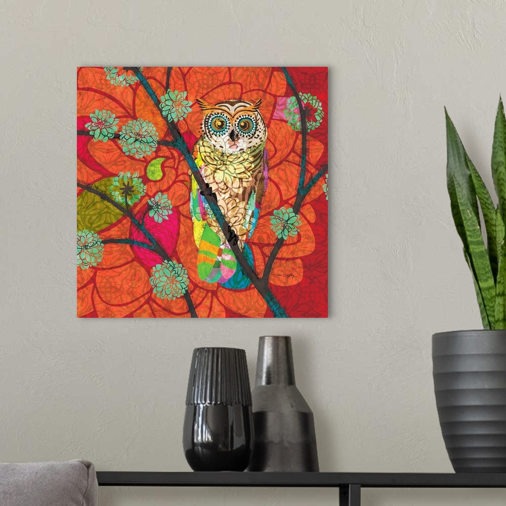 A modern room featuring The popular owl is given a splashy contemporary treatment