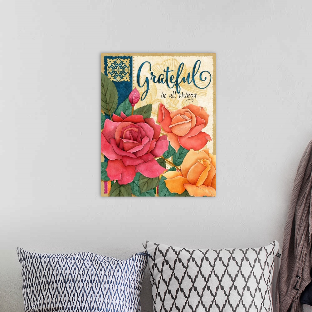 A bohemian room featuring Inspirational floral art brings a heartfelt sentiment to your decor.