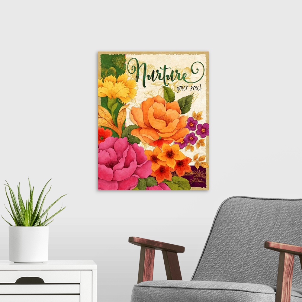 A modern room featuring Inspirational floral art brings a heartfelt sentiment to your decor.