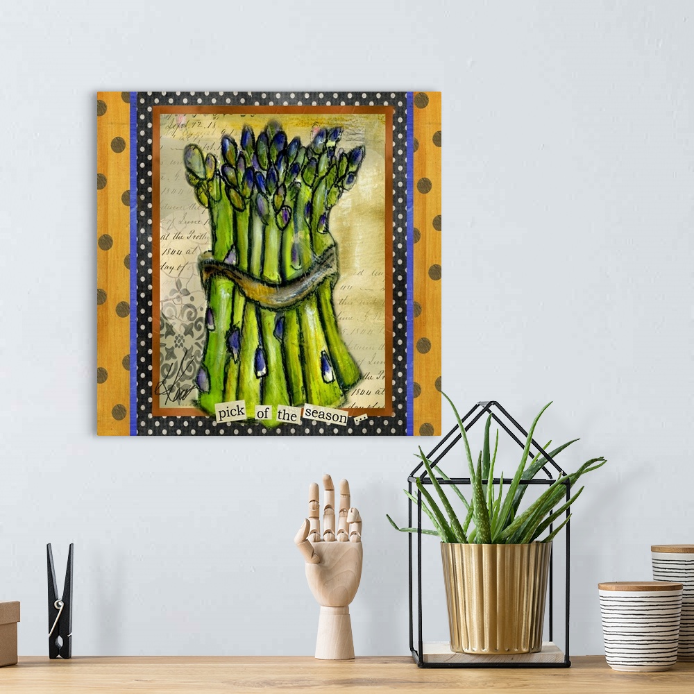 A bohemian room featuring Whimsical asparagus spears, great for kitchen motif