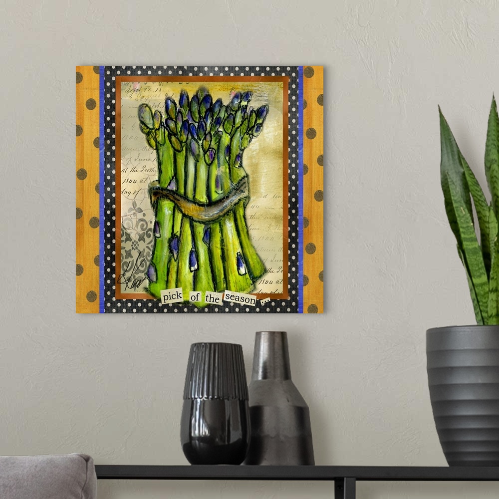 A modern room featuring Whimsical asparagus spears, great for kitchen motif
