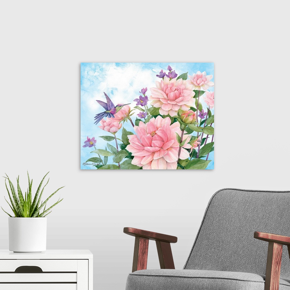 A modern room featuring Bring the garden inside with this lovely array of pink dahlias.