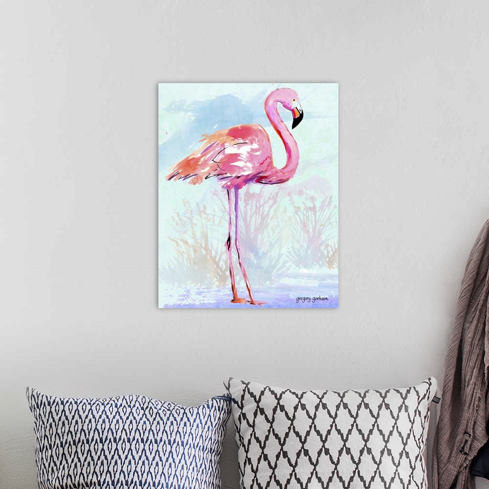 A bohemian room featuring Everyone loves the Pink Flamingo!