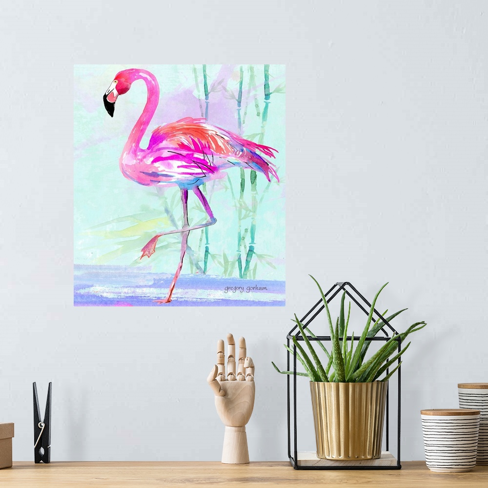A bohemian room featuring Everyone loves the Pink Flamingo!