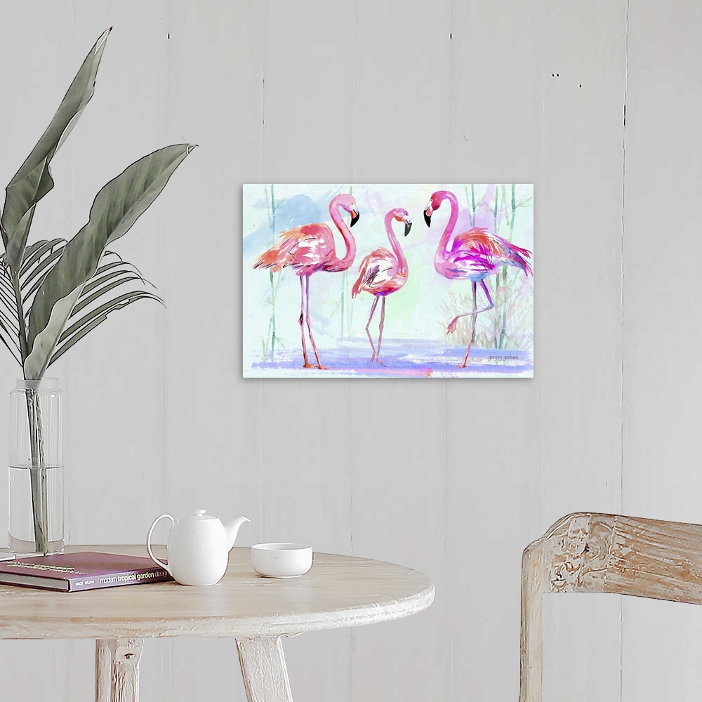 A farmhouse room featuring Everyone loves the Pink Flamingo!