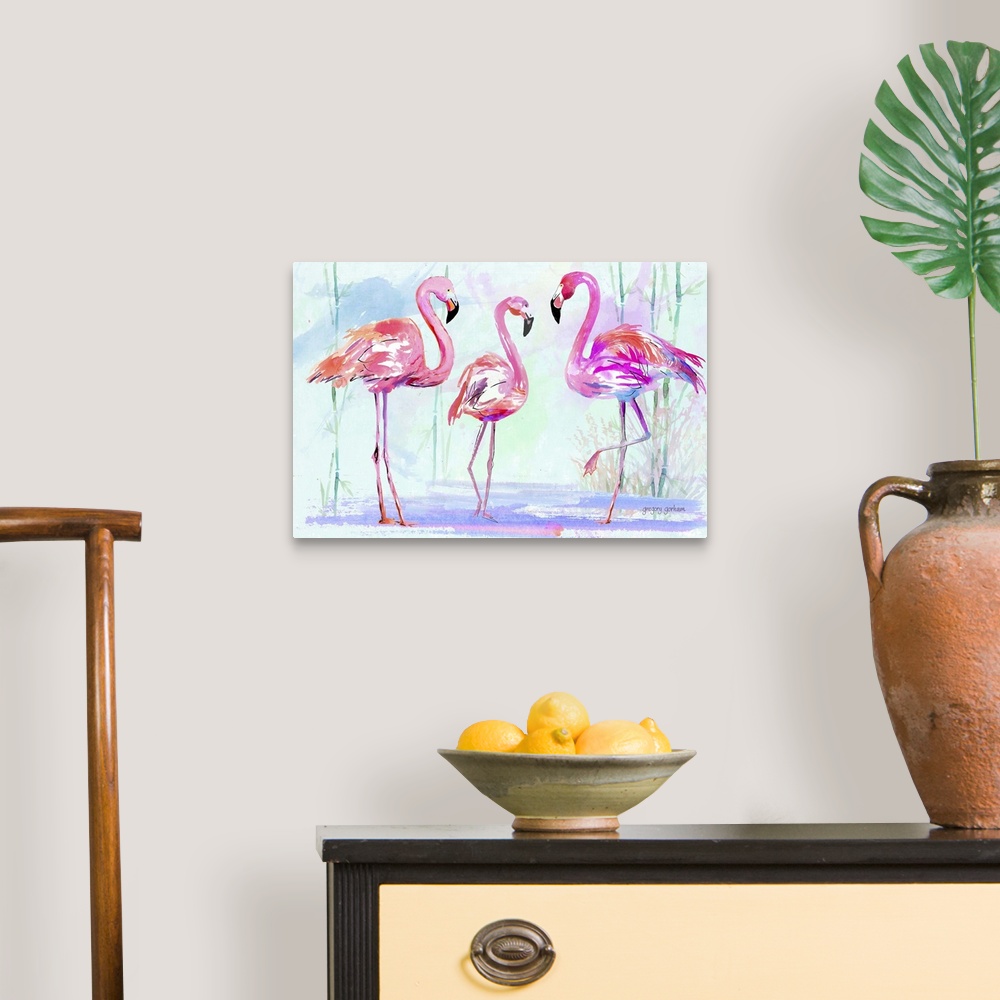 A traditional room featuring Everyone loves the Pink Flamingo!