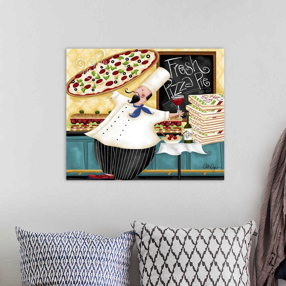 A bohemian room featuring Everybody loves pizza, and will love this pizza chef.