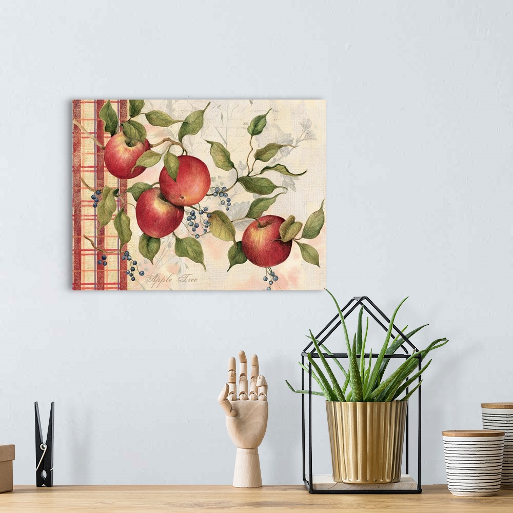 A bohemian room featuring The ubiquitous apple is the star of this lovely orchard scene.