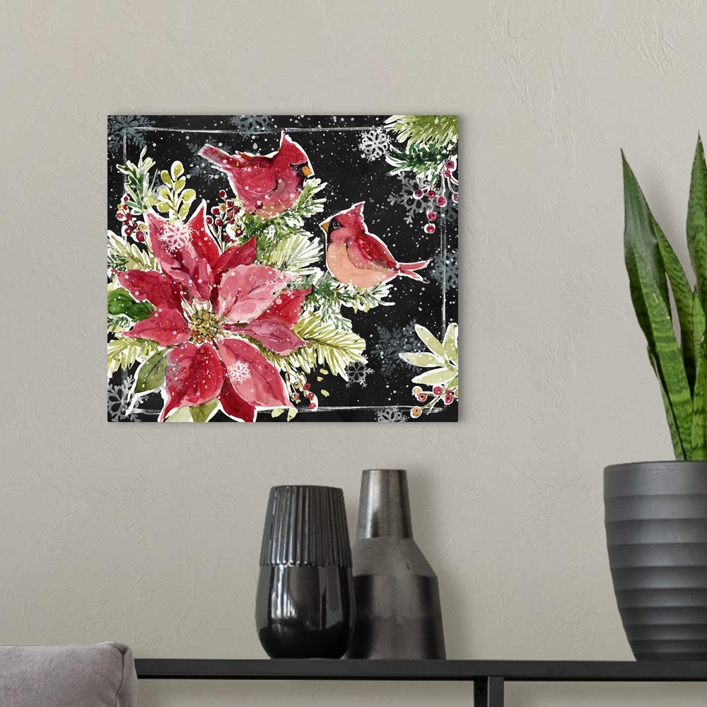 A modern room featuring Poinsettias On Black