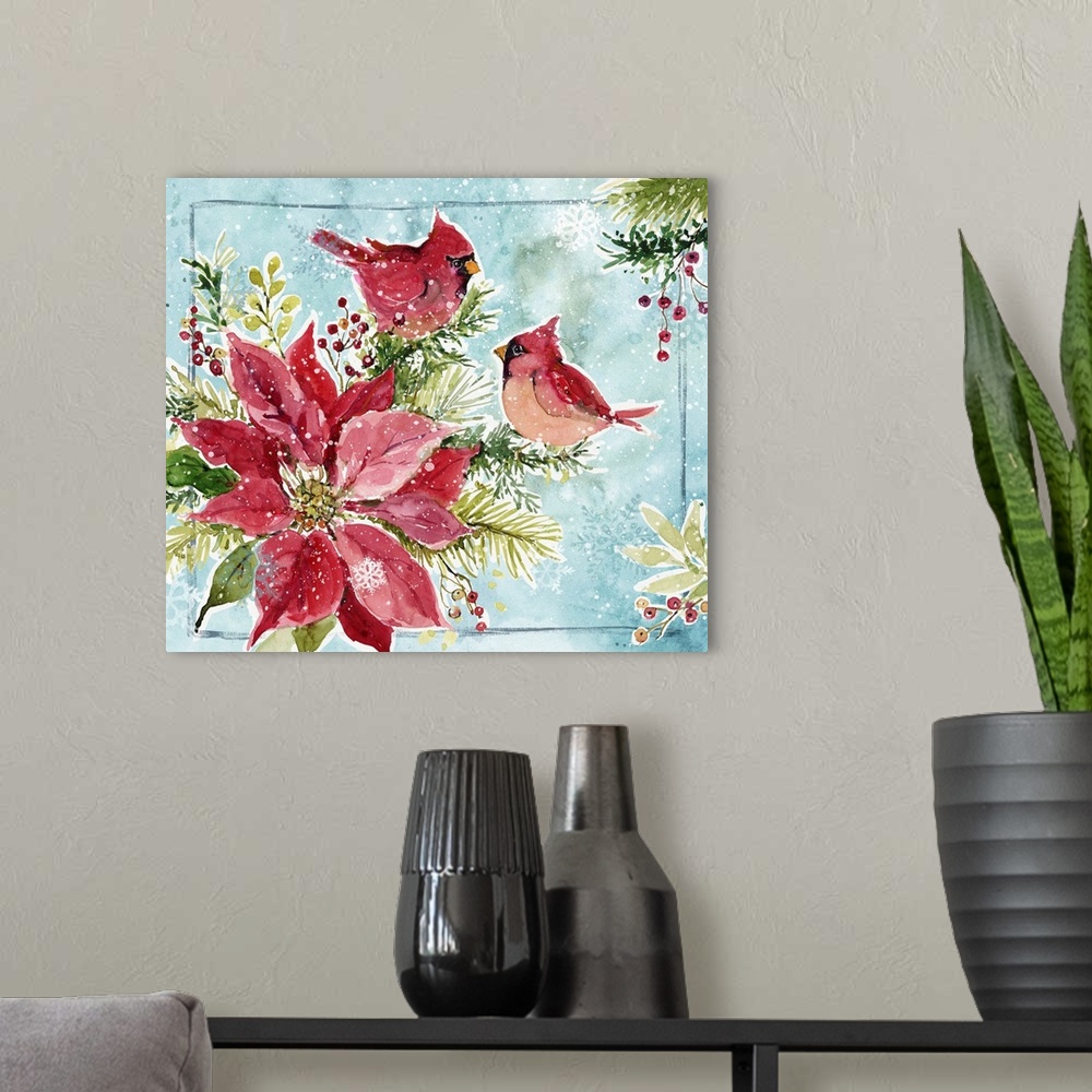A modern room featuring Poinsettias On Blue