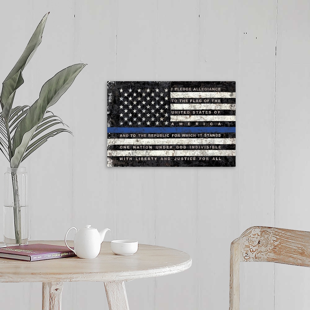 A farmhouse room featuring Support our law enforcement with this stunning flag depiction