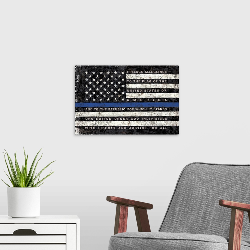 A modern room featuring Support our law enforcement with this stunning flag depiction