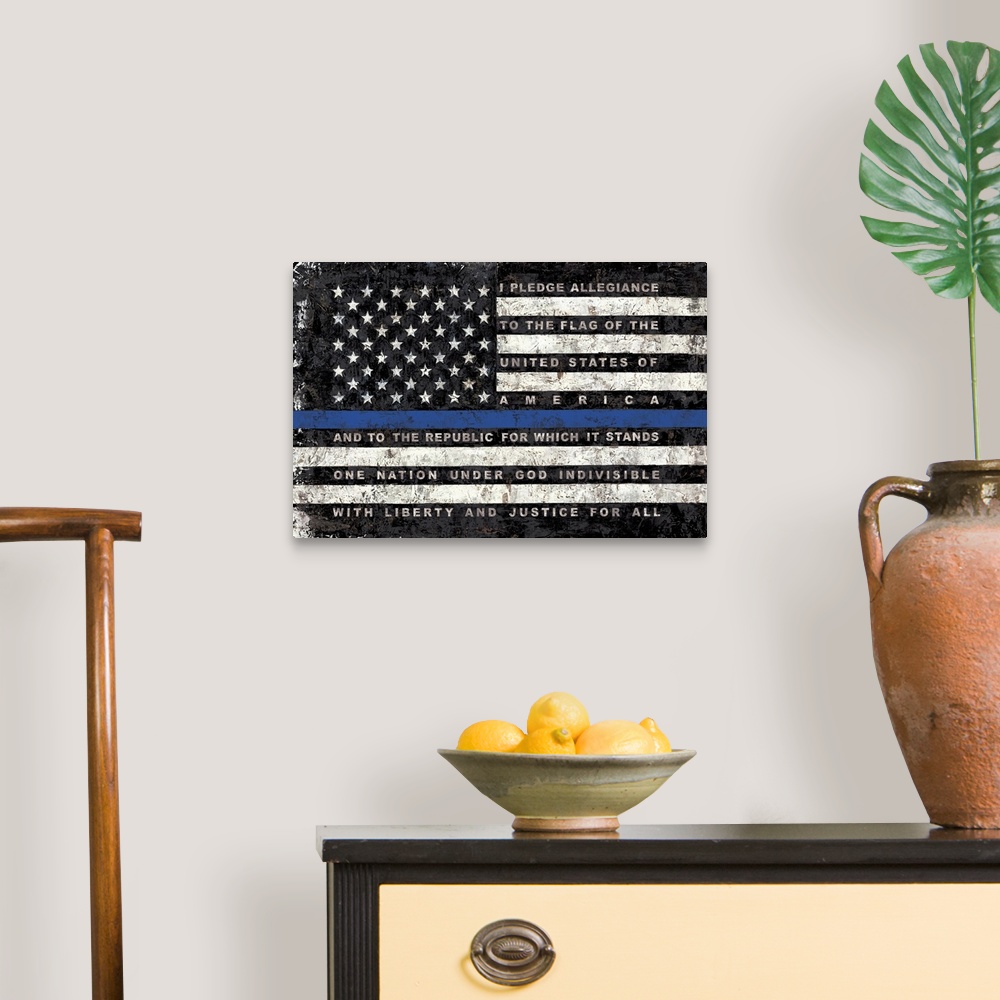 A traditional room featuring Support our law enforcement with this stunning flag depiction