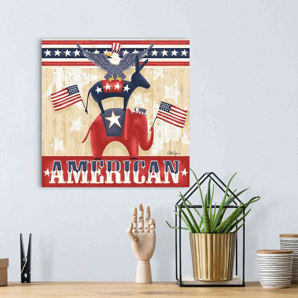 A bohemian room featuring Celebrate America and our freedoms with this election-inspired art!