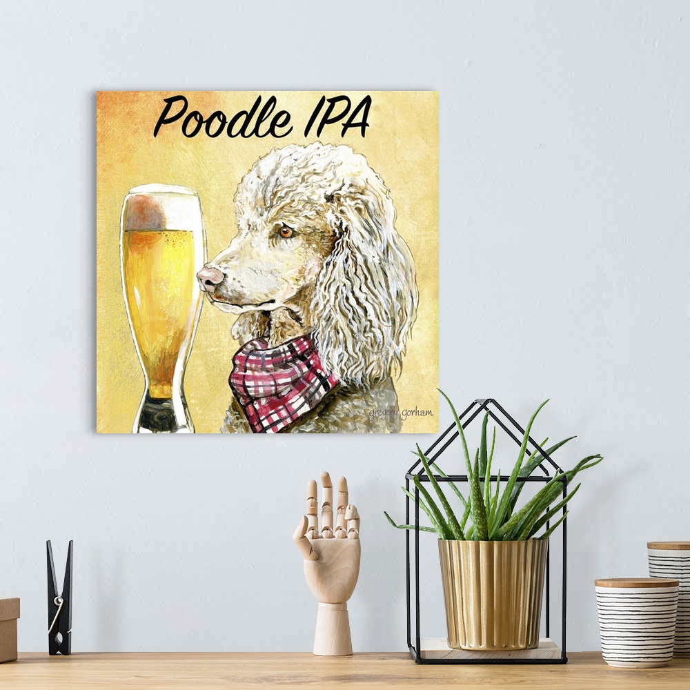 A bohemian room featuring Love this breed and brew?  Decorate your home with this fun art.