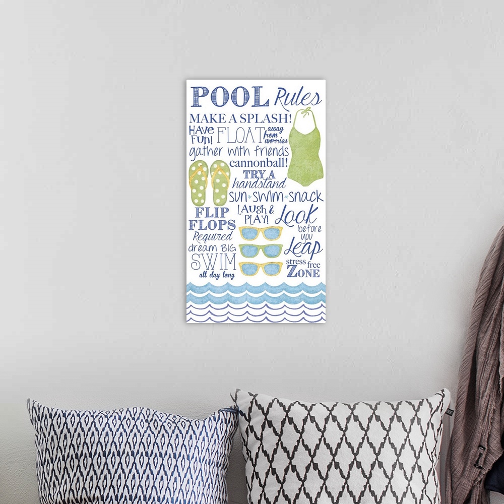 A bohemian room featuring Everybody needs rules at the Pool!