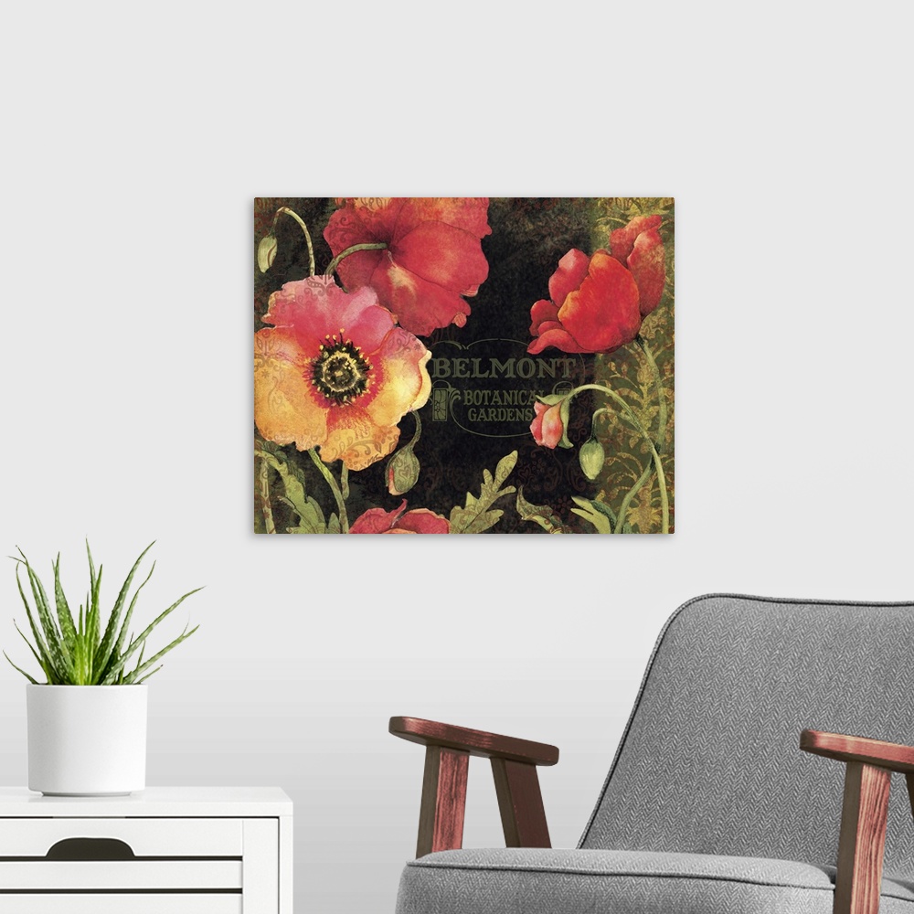 A modern room featuring Lovely floral art goes with any decor, in any room.