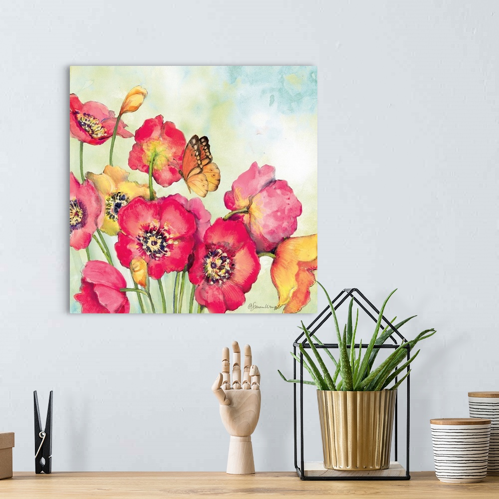 A bohemian room featuring Beautiful and colorful poppies will add a vibrant accent to any room.
