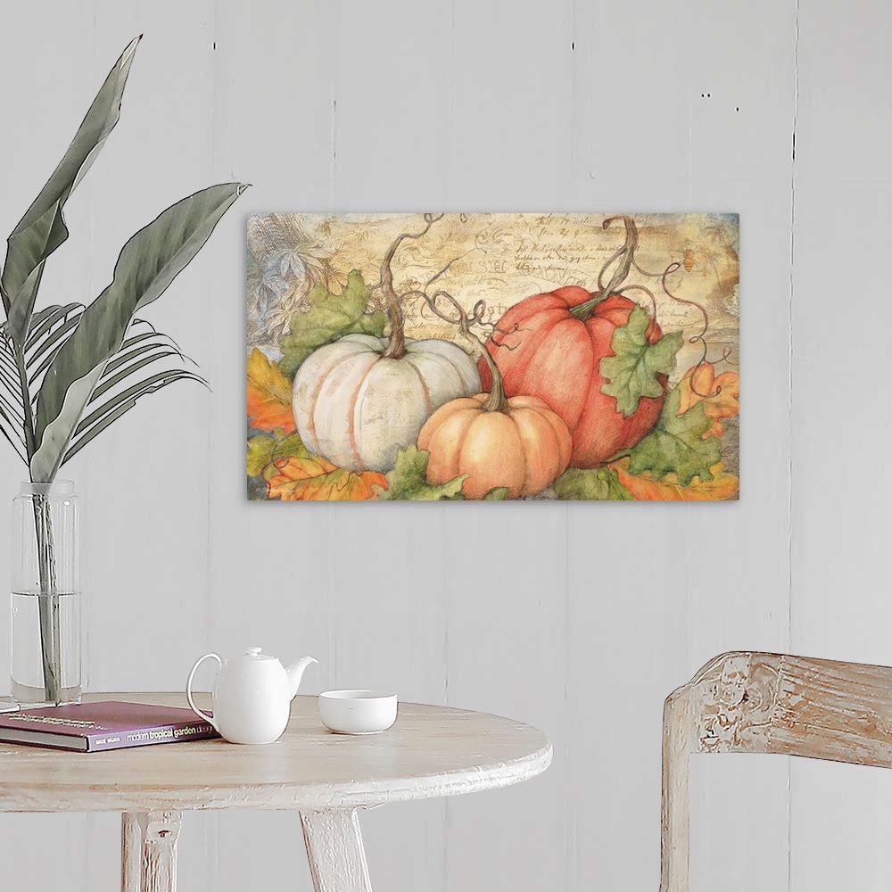 A farmhouse room featuring A classic montage of harvest pumpkins!