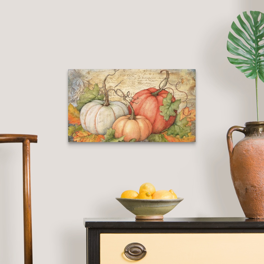 A traditional room featuring A classic montage of harvest pumpkins!
