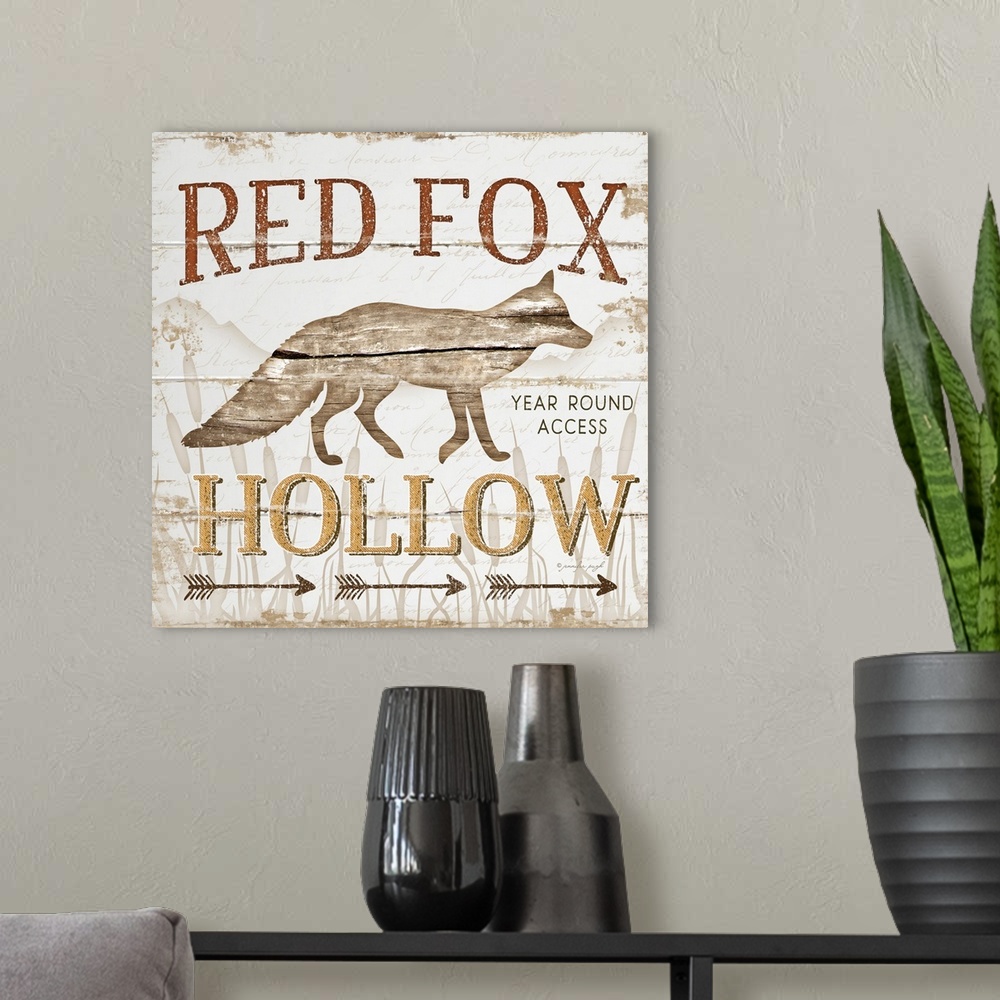 A modern room featuring Red Fox Hoolow