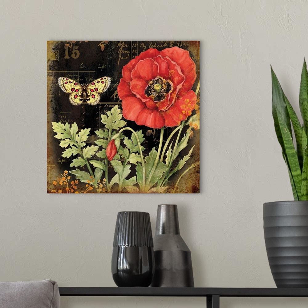A modern room featuring The bold and beautiful Poppy is the featured star of this art.