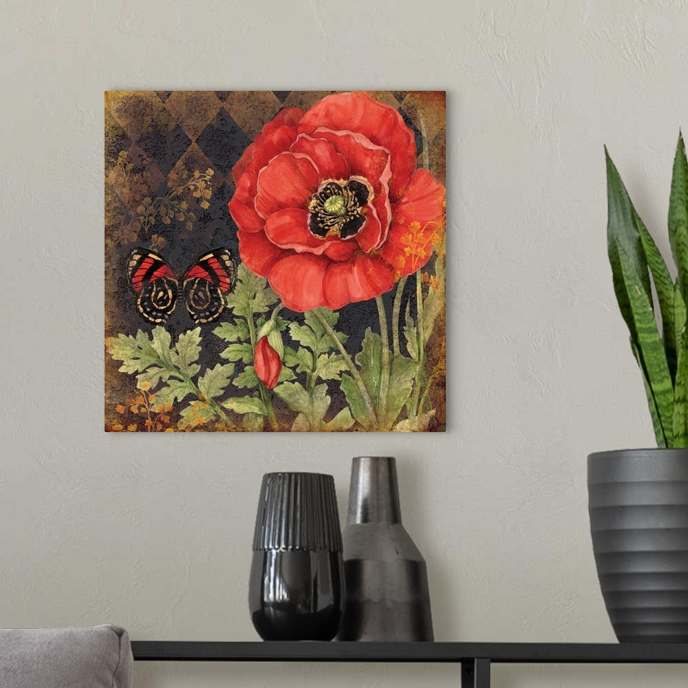 A modern room featuring The bold and beautiful Poppy is the featured star of this art.