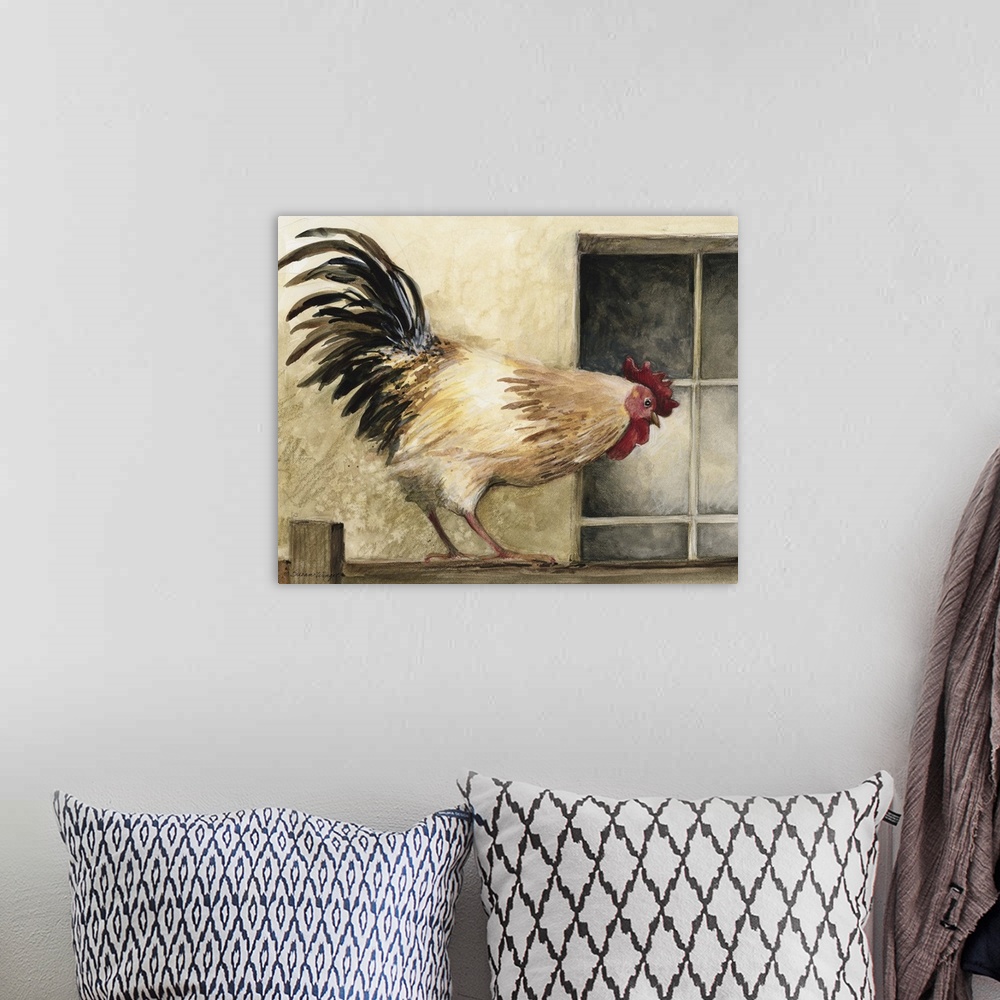 A bohemian room featuring Sophisticated country rooster adds warmth to kitchens