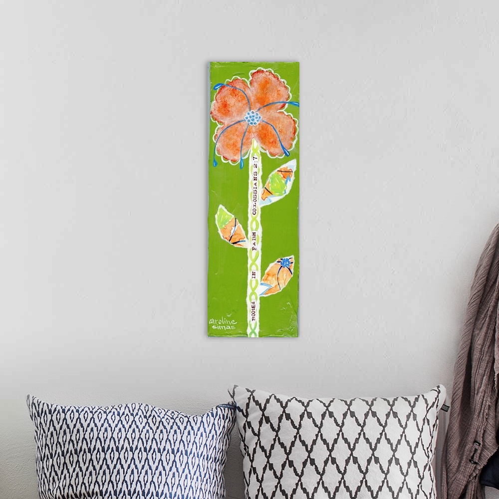 A bohemian room featuring Flower panel with spiritual message