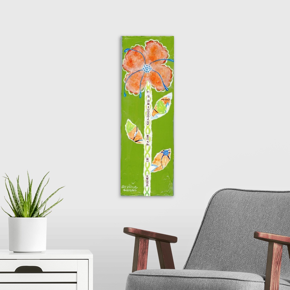 A modern room featuring Flower panel with spiritual message