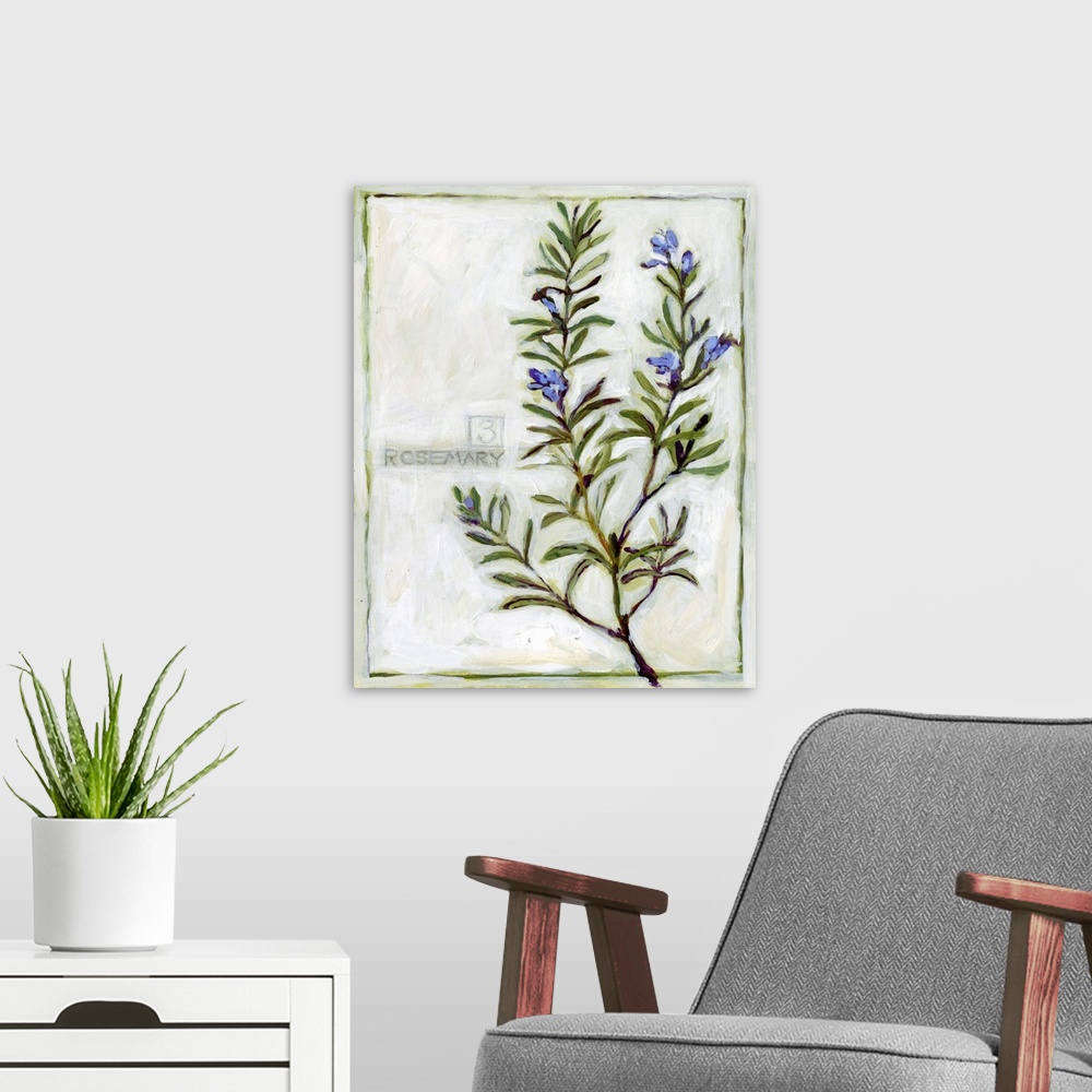 A modern room featuring This chamomile sprig adds an elegant touch of the garden to any kitchen or dining area.