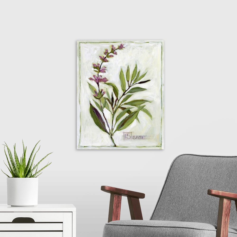 A modern room featuring This sage sprig adds an elegant touch of the garden to any kitchen or dining area.