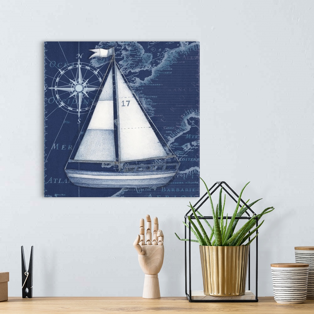 A bohemian room featuring A striking sailboat motif adds a nautical accent to your home decor.