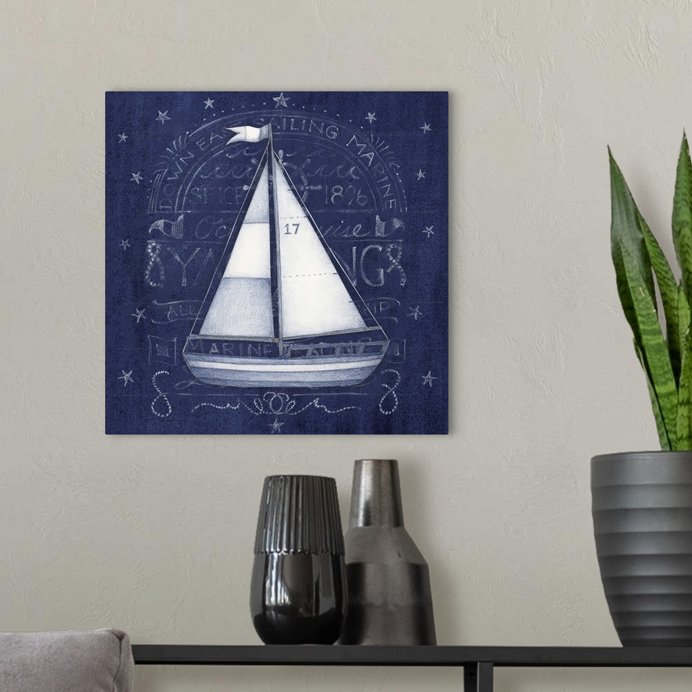 A modern room featuring A striking sailboat motif adds a nautical accent to your home decor.